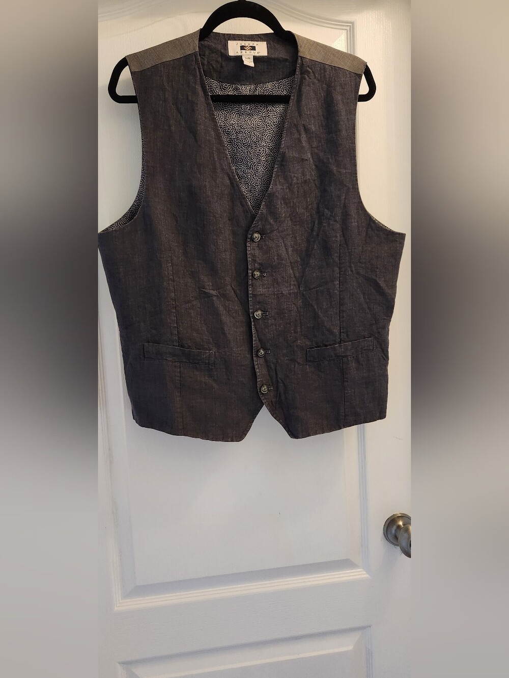 Joseph Abboud Mens Large Button Up Vest Waistcoat Dark Gray 5 Button Suit